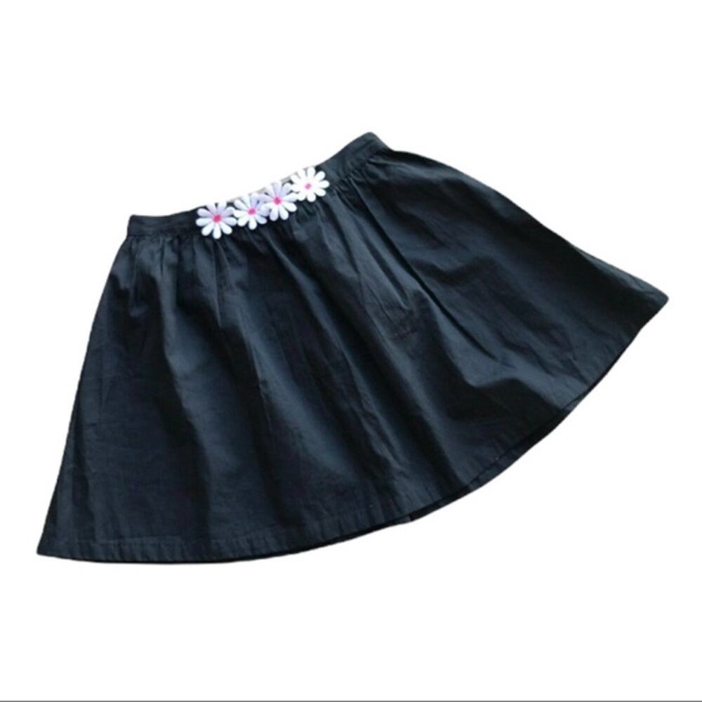 Gymboree Girls Skirt Size 10 Daisy Park‎ Black Poplin Trim Skater Cotton NEW